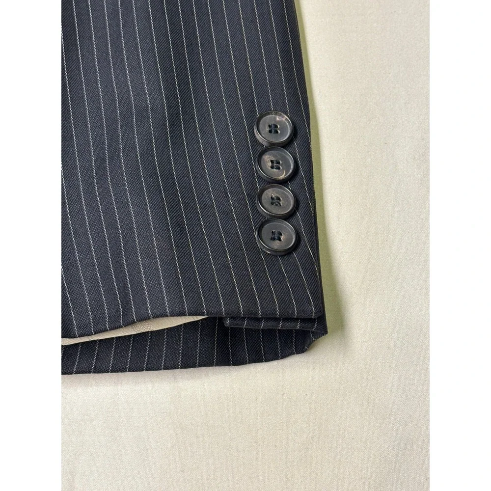 Hugo Boss Selection Portman Tower Blazer‎ Silk Wool Pinstripe Mens 42R black